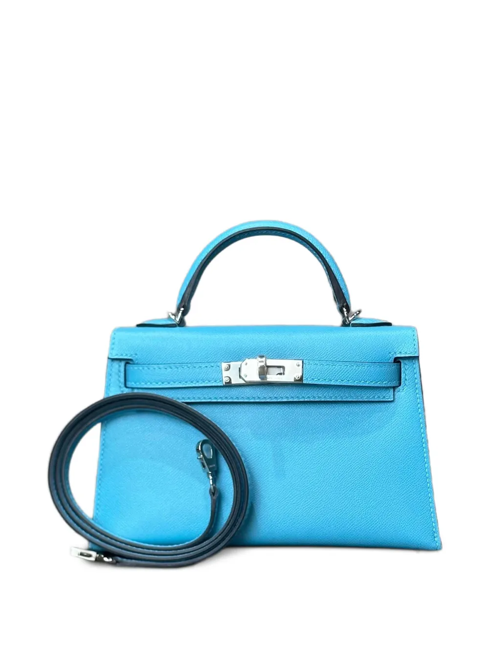 Pre-owned Hermes 2024 Mini Kellyl Sellier 20 Tote Bag In Blue