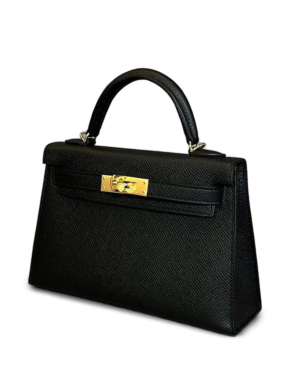 Pre-owned Hermes 2025 Mini Kelly 20 Sellier Epsom Top-handle Bag In Black