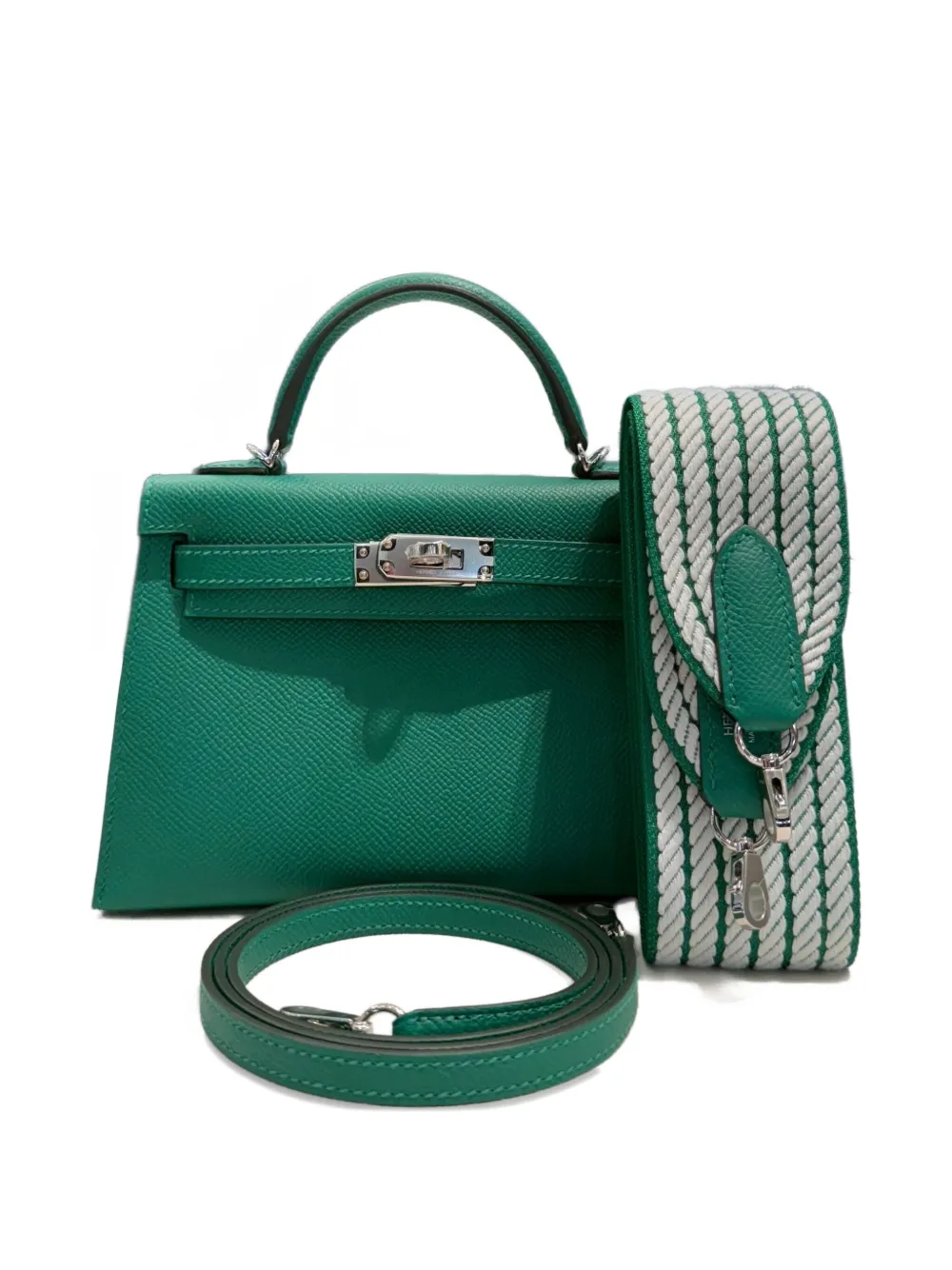 Pre-owned Hermes 2025 Mini Kelly Sellier 20 Tote Bag In Green