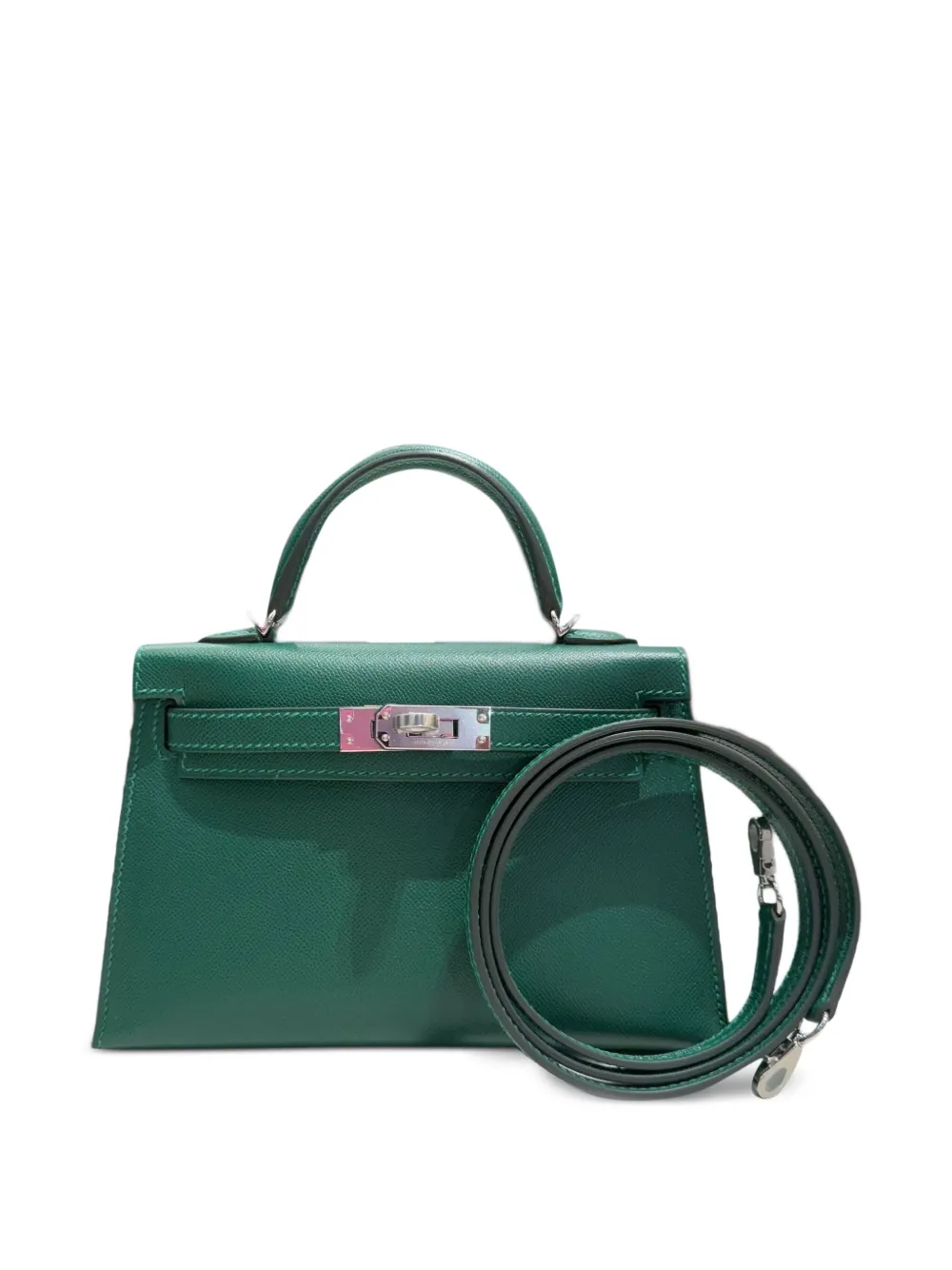 Pre-owned Hermes 2025 Mini Kelly Sellier 20 Tote Bag In Green