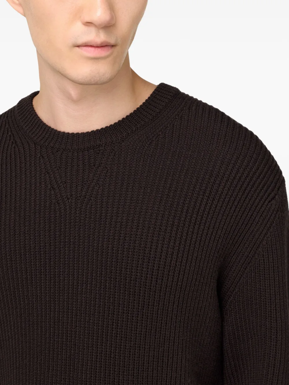 Boggi Milano Geribbelde sweater met ronde hals Bruin