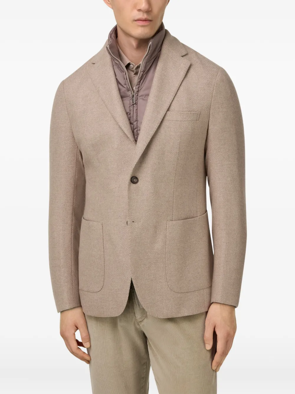 Boggi Milano Blazer met afneembaar gilet en opgestikte zakken Beige