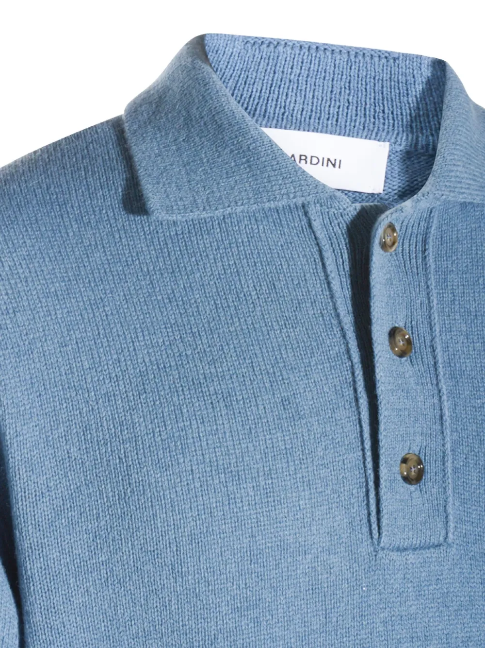 Lardini Polo Collar Sweater With Ribbed Cuffs And Hem In Blue