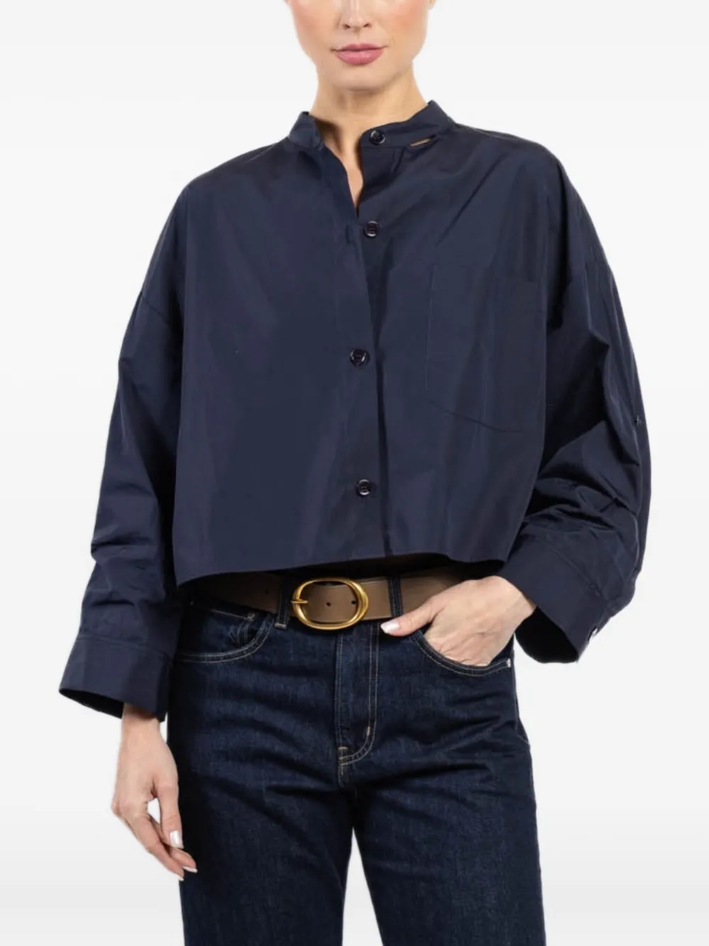 TWP camisa sin cuello con botones | azul | Image 1