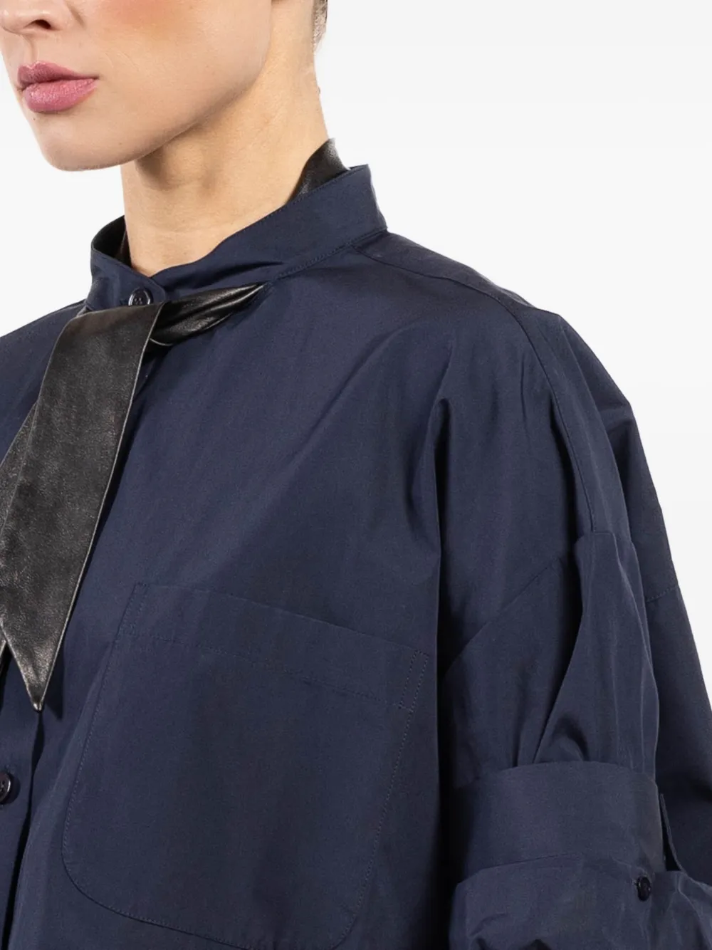  Twp Buttoned Collarless Shirt - Blue 