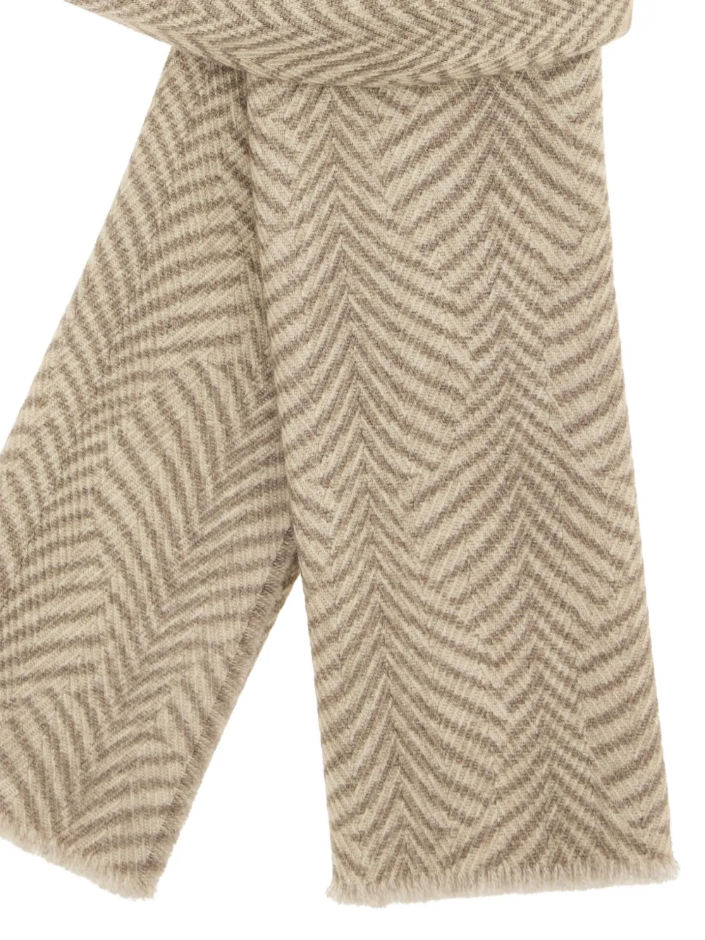 Boggi Milano Wollen sjaal met visgraatpatroon Beige