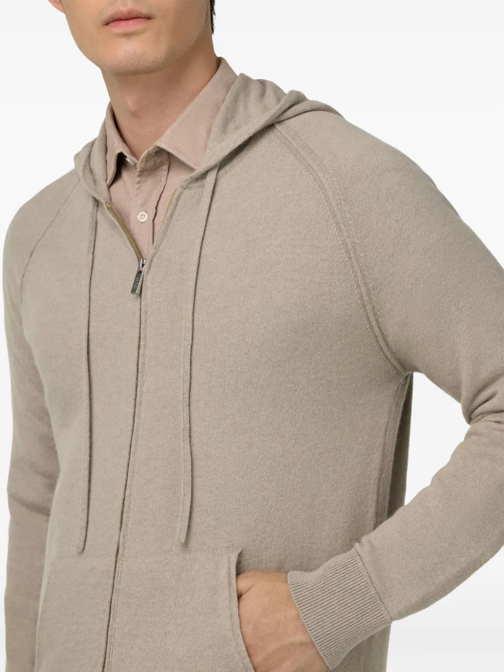 Boggi Milano Hoodie met rits Beige