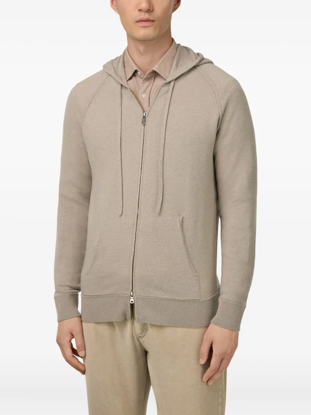 Boggi Milano Hoodie met rits Beige