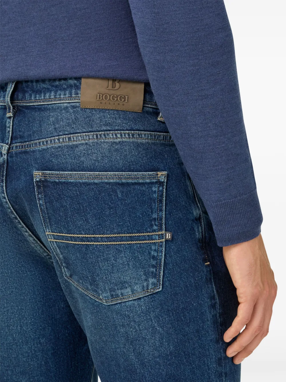 Boggi Milano Jeans met logopatch Blauw