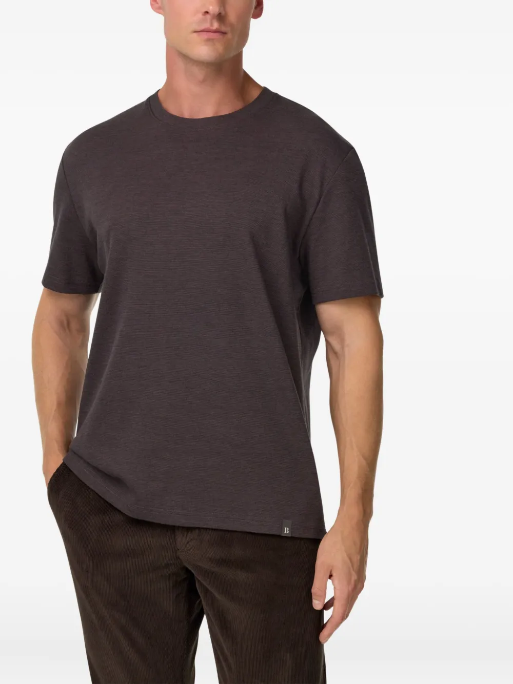 Boggi Milano T-shirt met logopatch Bruin