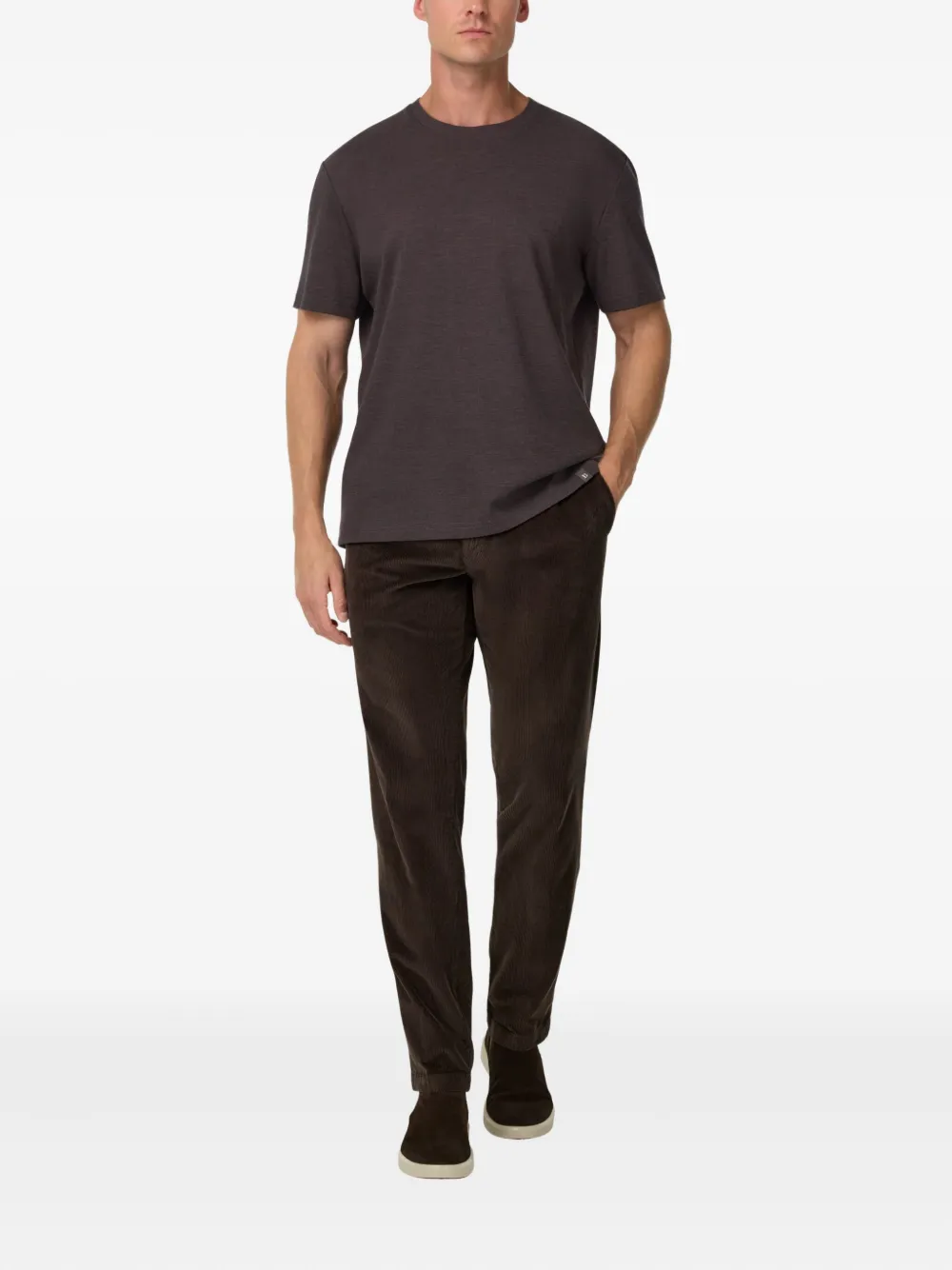 Boggi Milano T-shirt met logopatch - Bruin