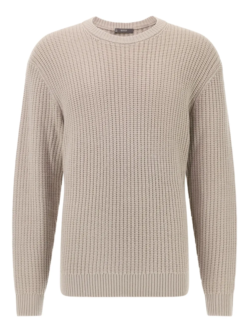 Boggi Milano suéter de tejido waffle con cuello redondo | neutro | Image 1