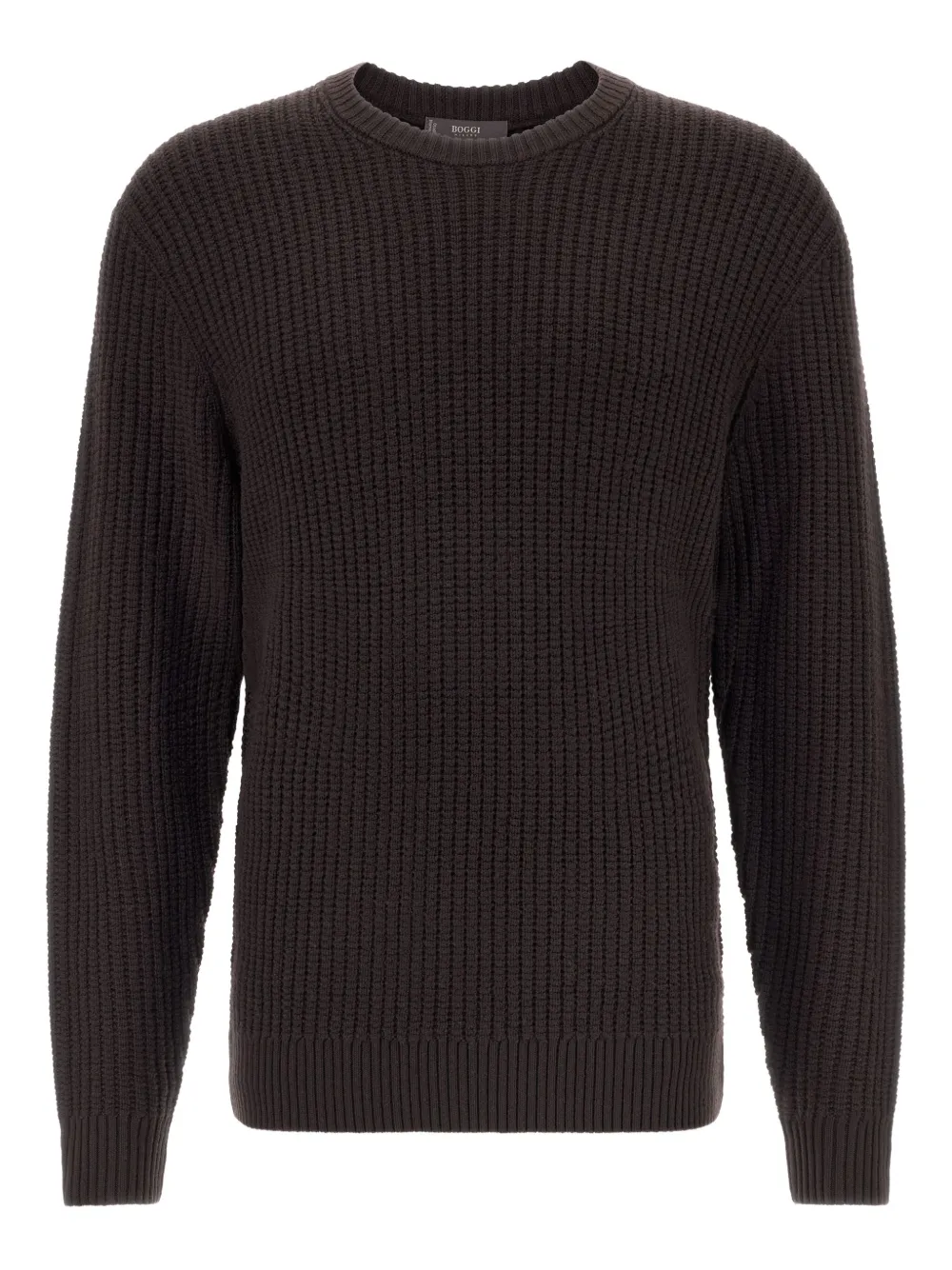 Boggi Milano suéter de tejido waffle con cuello redondo | marrón | Image 1
