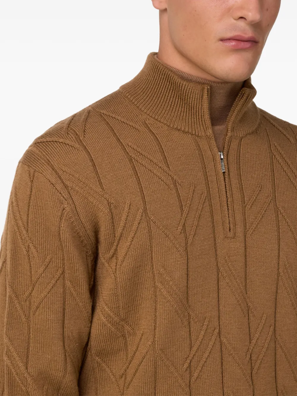 Boggi Milano Trui met halve rits Bruin