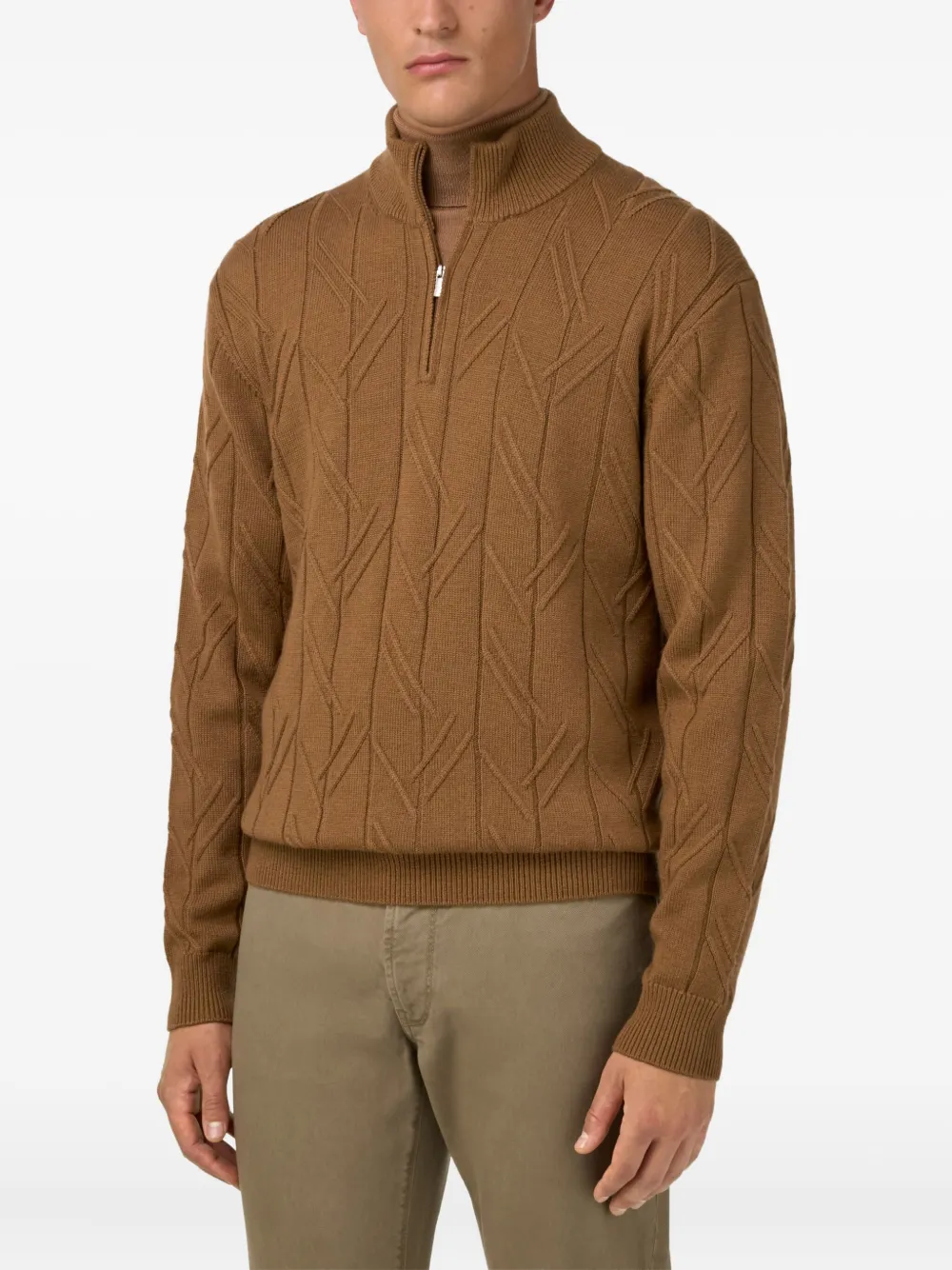 Boggi Milano Trui met halve rits Bruin