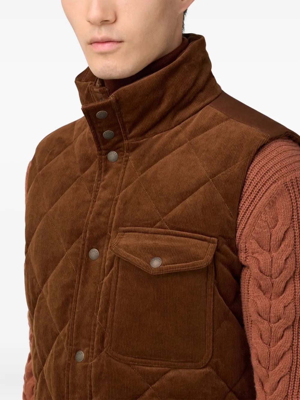 Boggi Milano Fluwelen bodywarmer Bruin