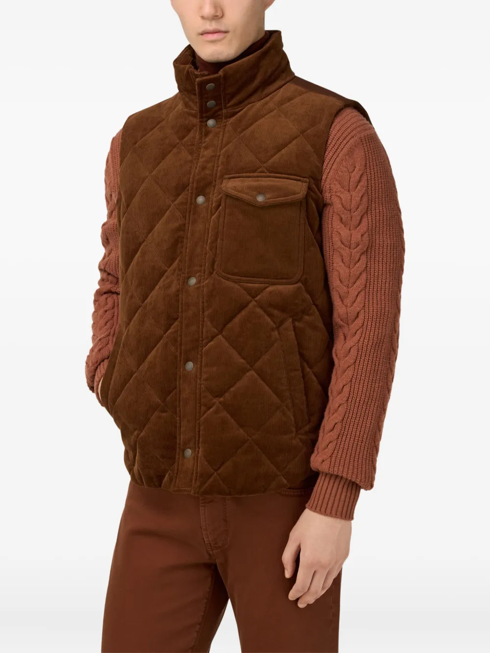 Boggi Milano Fluwelen bodywarmer Bruin
