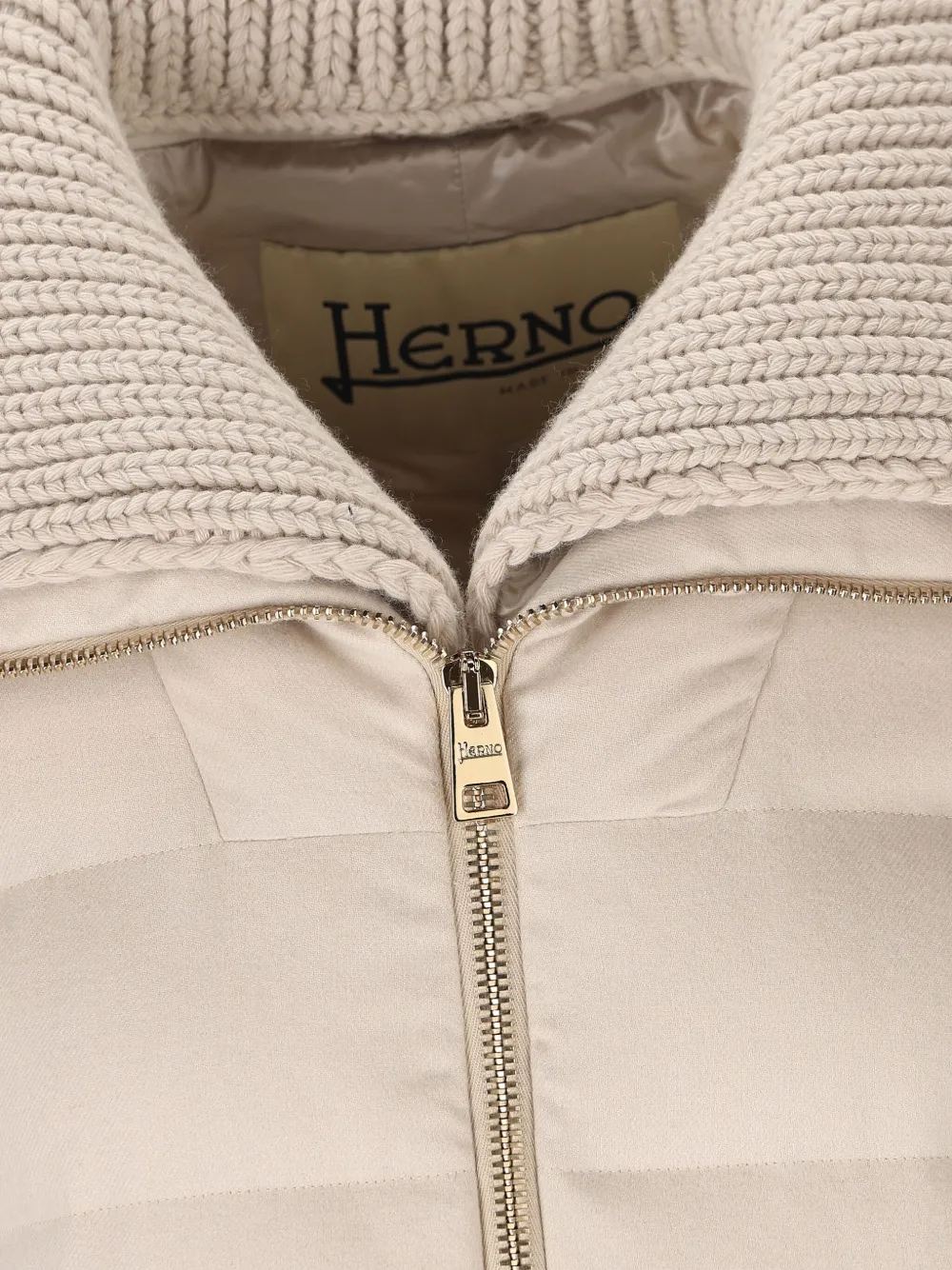 Herno Jas met gebreide kraag Beige