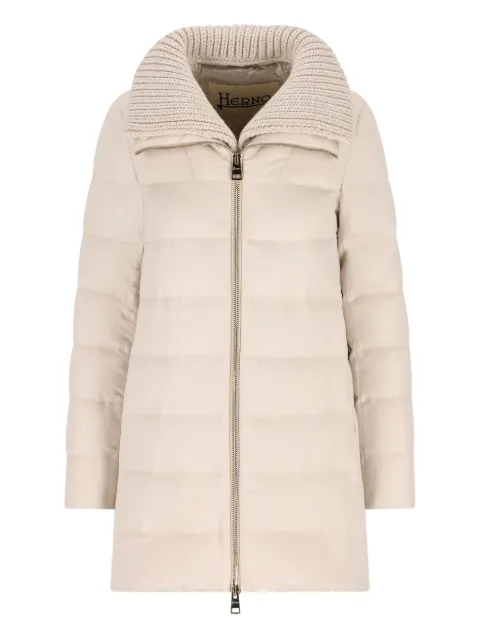 Herno knitted-collar coat