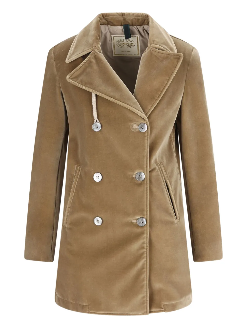 Camplin double-breasted velvet coat | Neutrals | Image 1