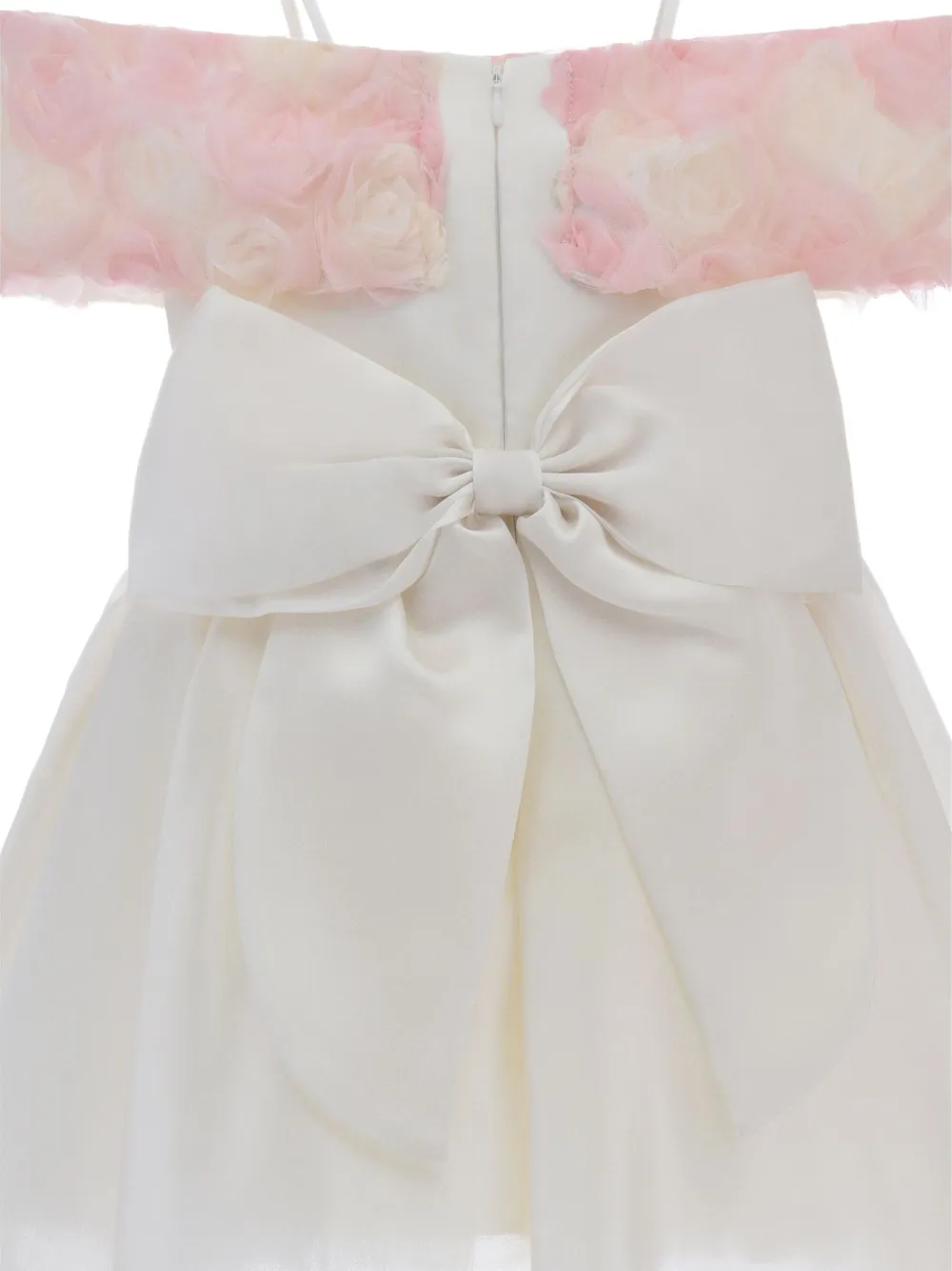 Tulleen Claire hoog-laag jurk met roosapplicatie Wit