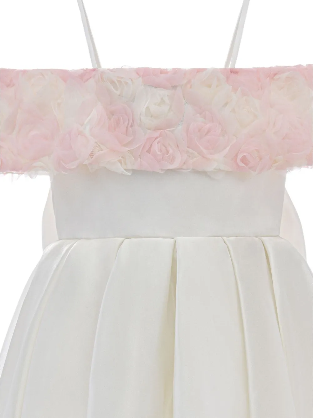 Tulleen Claire hoog-laag jurk met roosapplicatie Wit