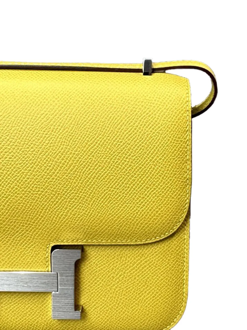 Hermès Pre-owned 2023 Cumin Constance 18 Mini Mirror Epsom Palladium Hardware Mini Bag in Yellow, view 4