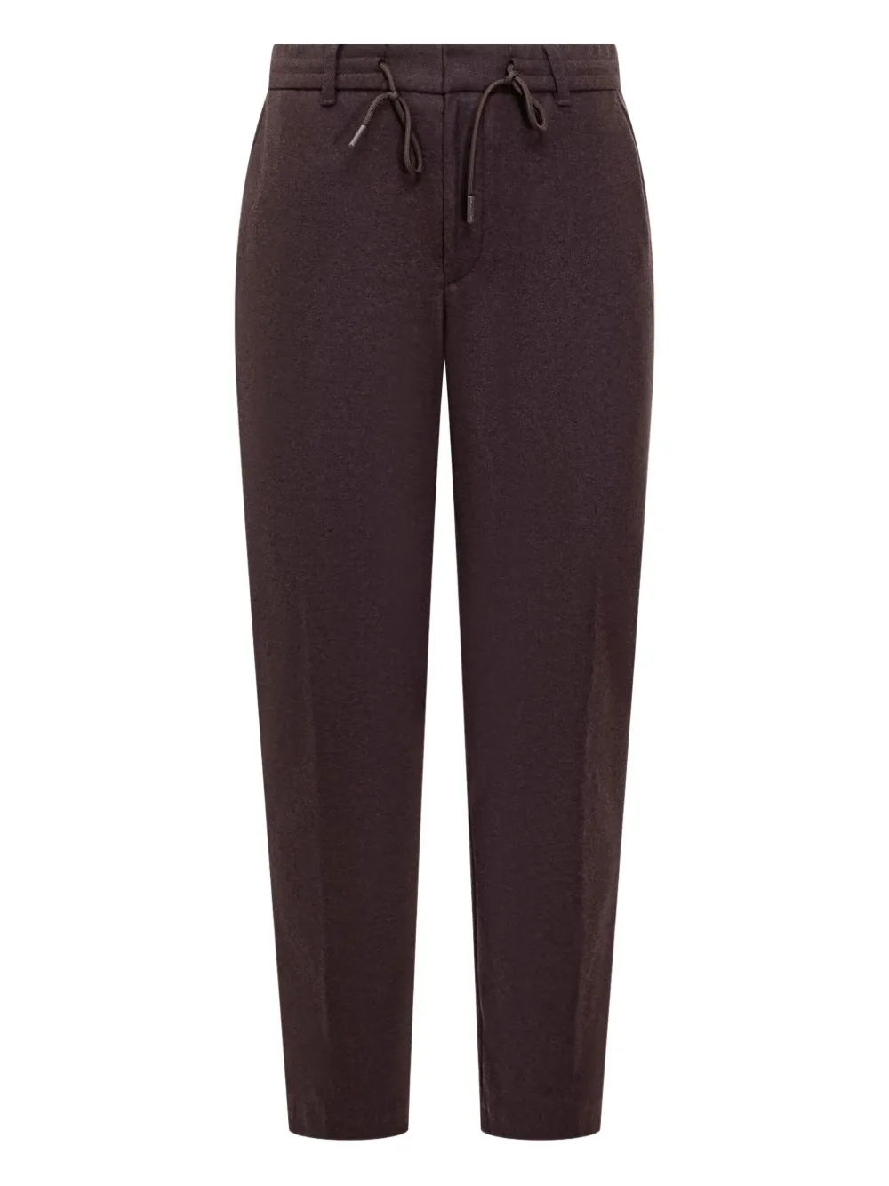 Hugo Boss Flannel Drawstring Trousers In Brown