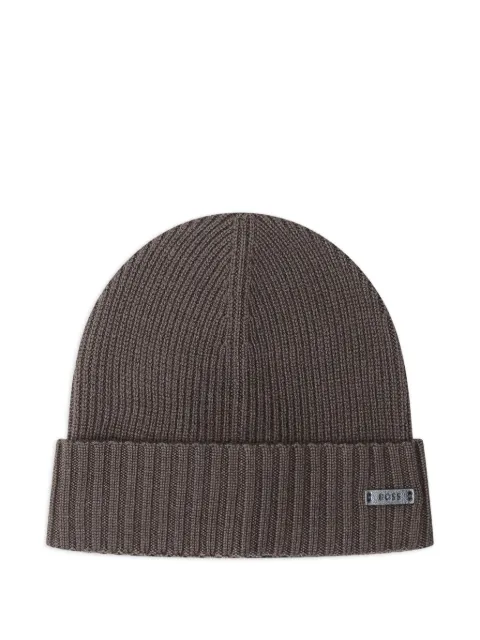 BOSS ribbed beanie hat