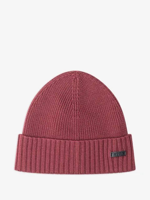BOSS ribbed beanie hat