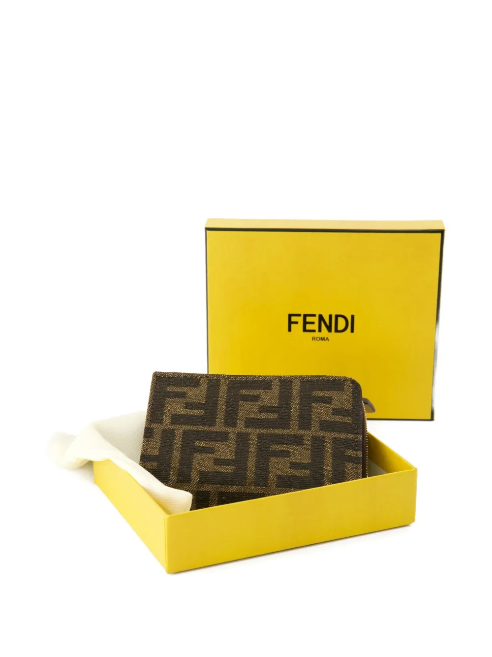 Fendi Ff-motif Zip Wallet In Brown