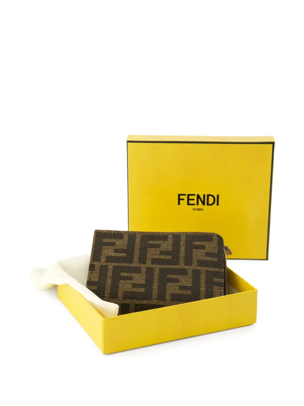 FENDI Portemonnee met rits en FF-patroon Bruin