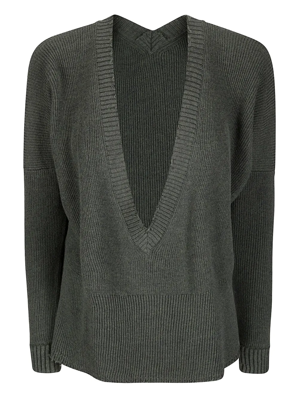 Archivio B V-neck Ribbed Sweater In Gray