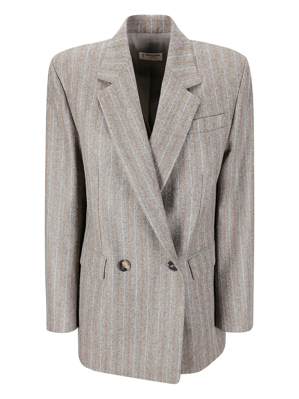 Alberto Biani Pinstripe Double-breasted Jacket In Gray