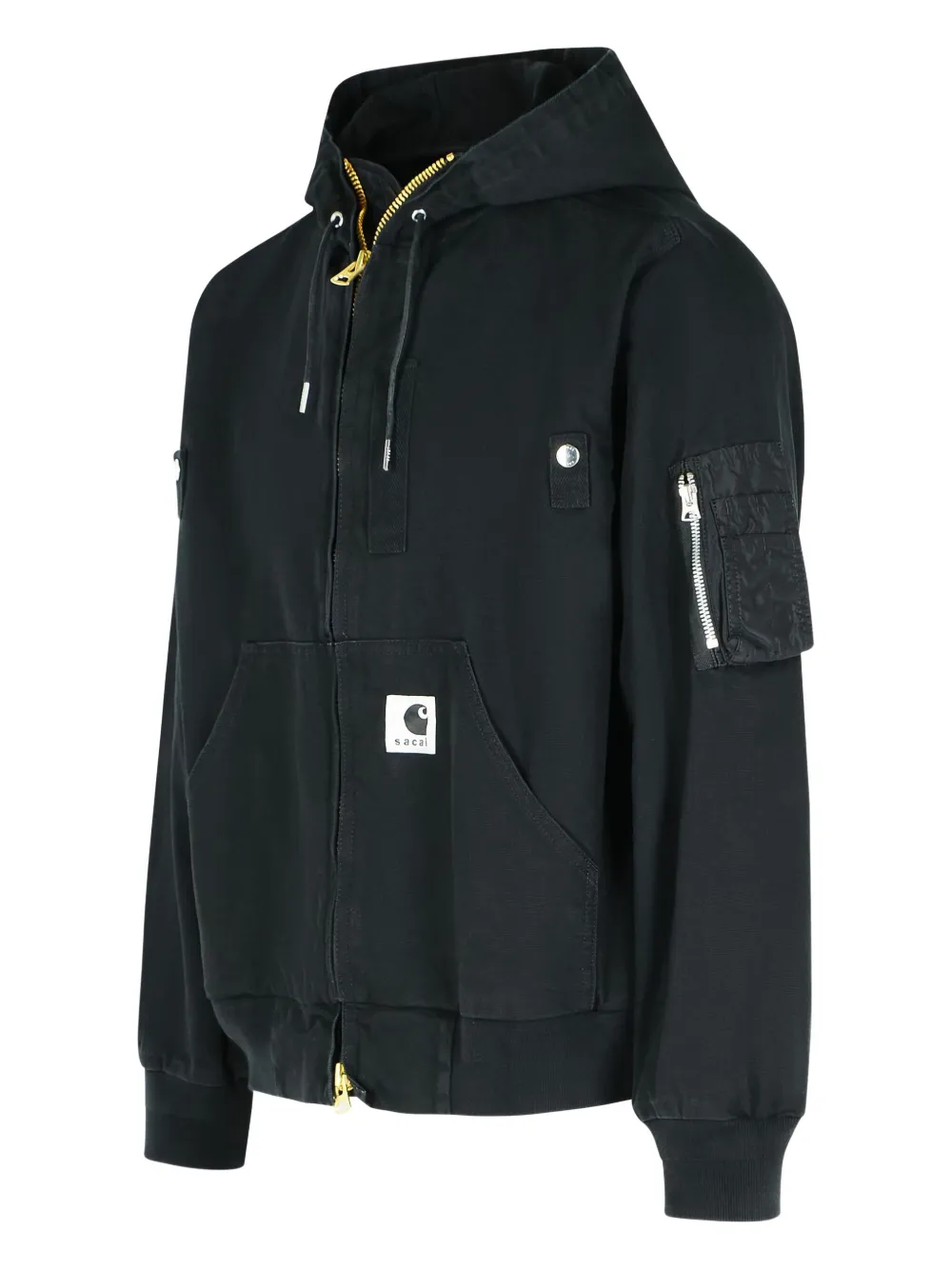 Sacai Hooded Bomber Jacket Arm Pocket In Black