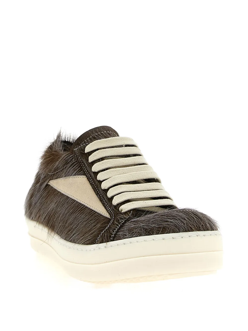 Rick Owens Concordians Hair-on Lace-up Sneakers In Brown