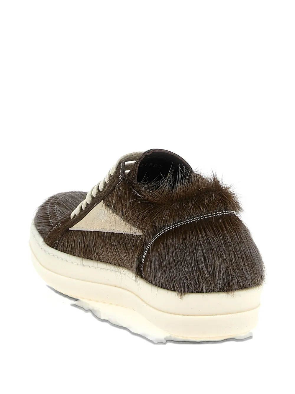 Rick Owens Concordians Hair-on Lace-up Sneakers In Brown