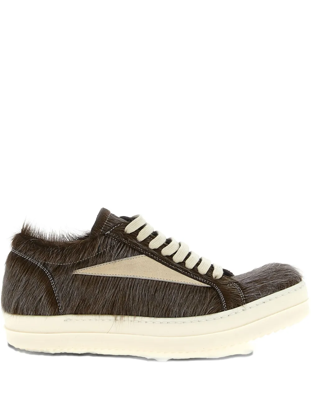 Rick Owens Concordians Hair-on Lace-up Sneakers In Brown