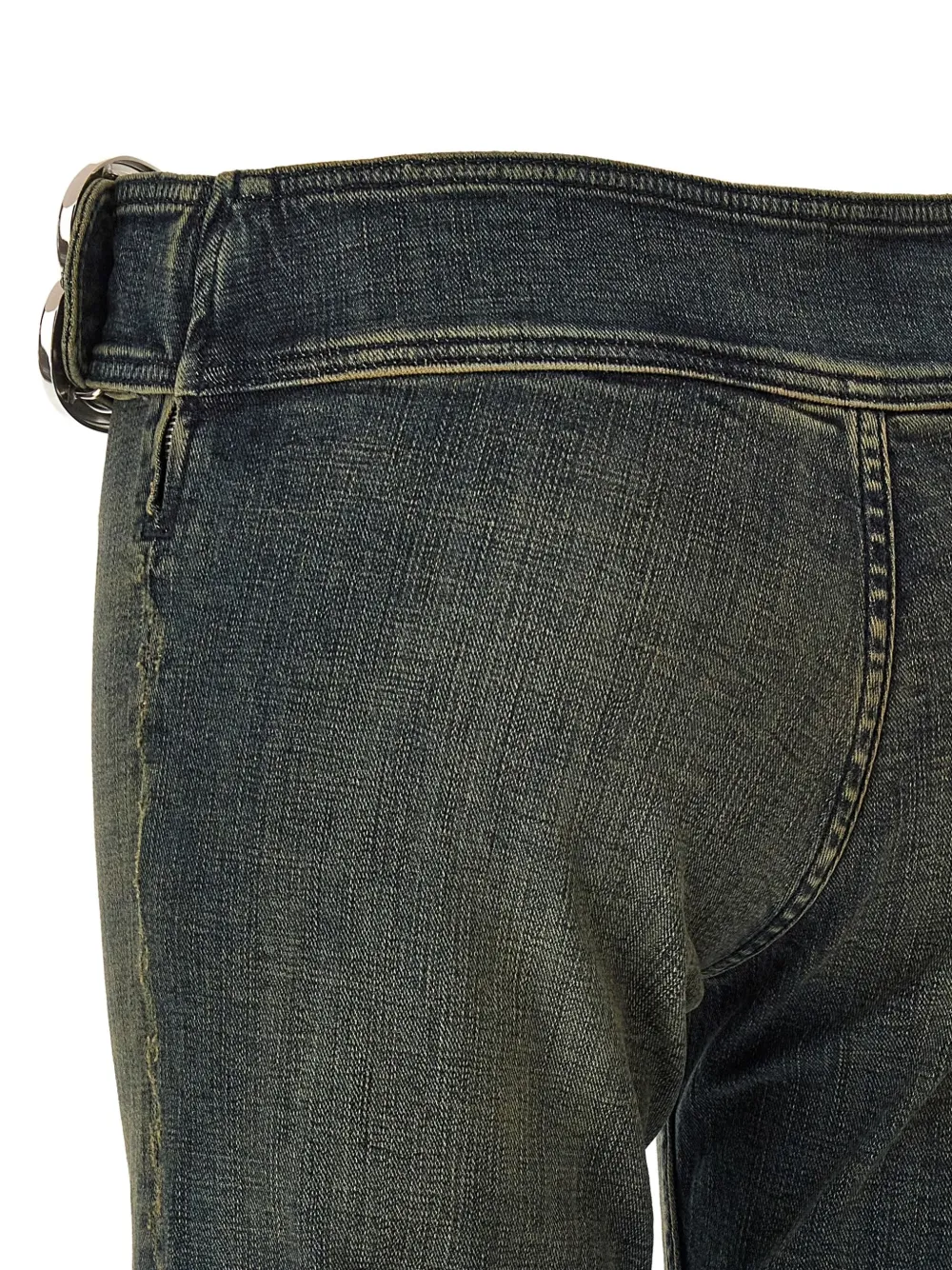Balenciaga Buckle-detail Bootcut Jeans In Blue