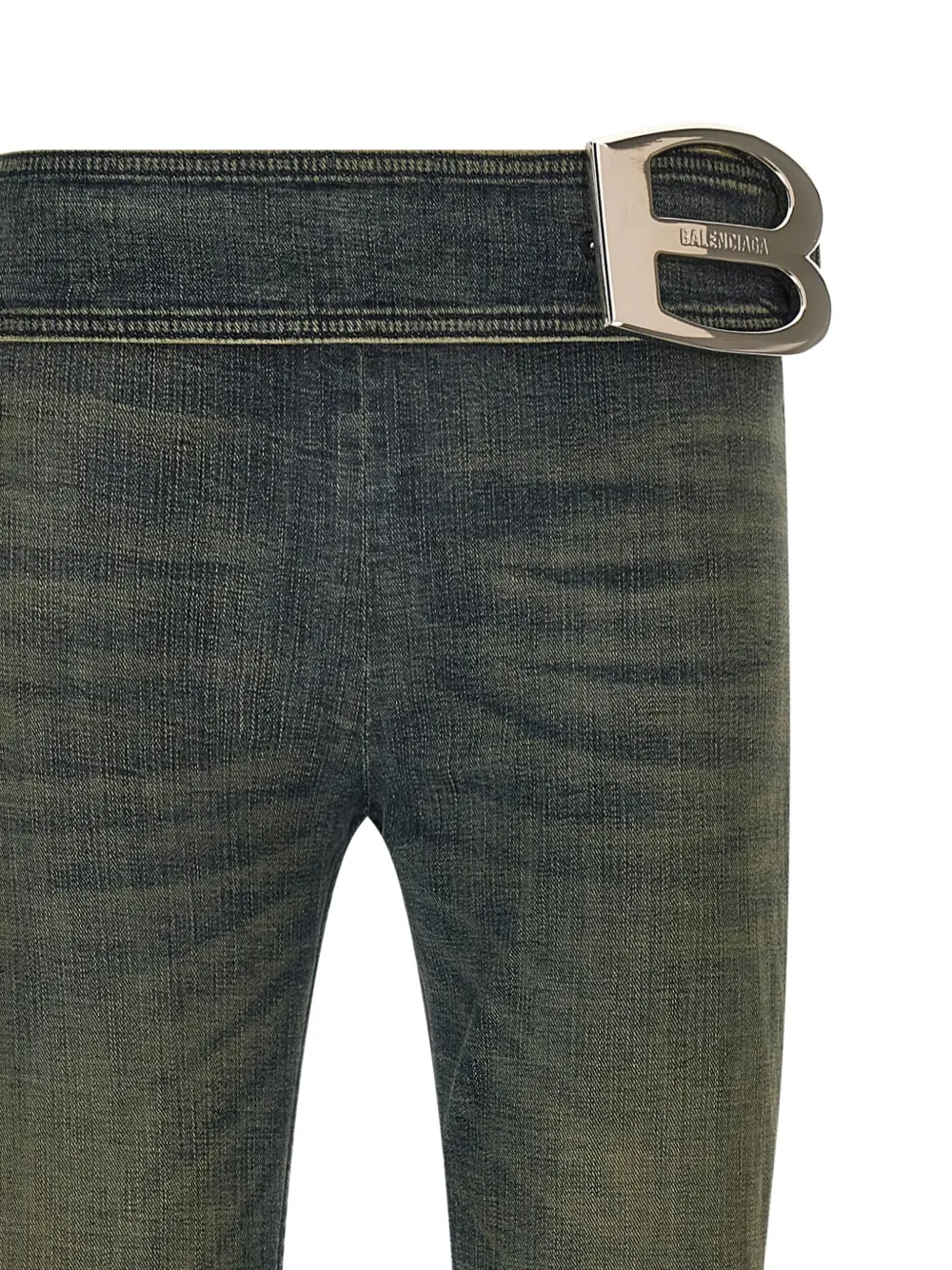 Balenciaga Buckle-detail Bootcut Jeans In Blue