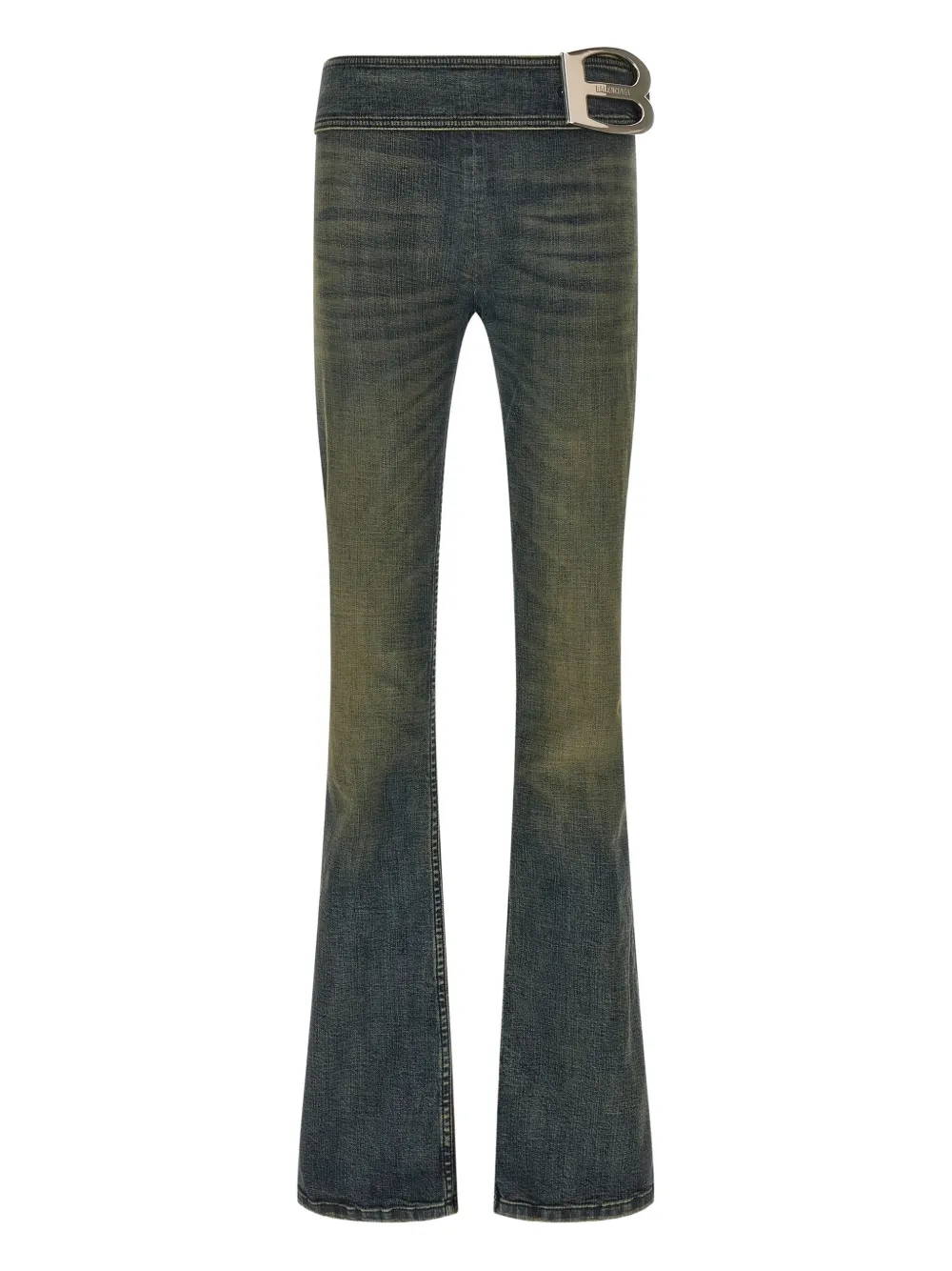 Balenciaga Buckle-detail Bootcut Jeans In Blue