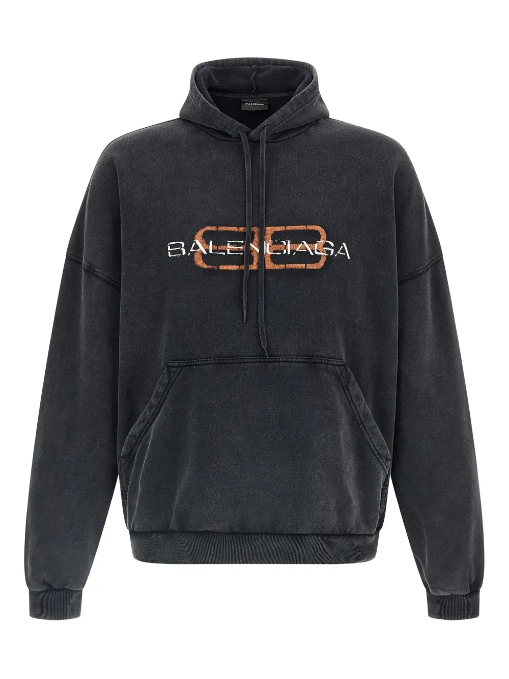 Balenciaga front-print kangaroo-pocket hoodie | Black | Image 1