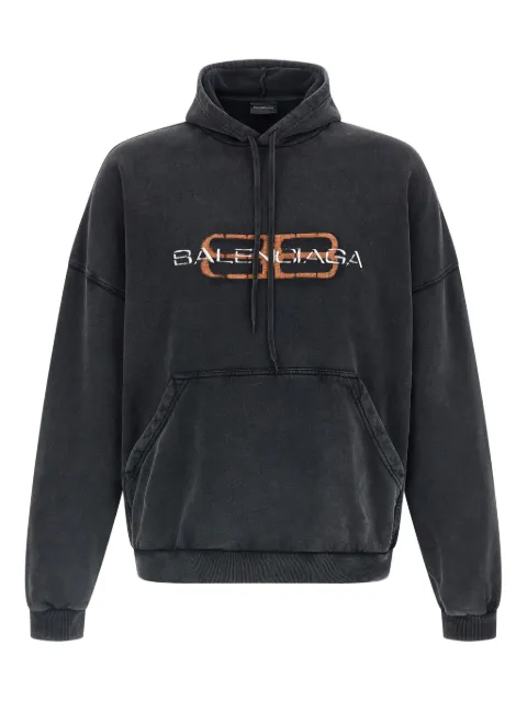 Balenciaga front-print kangaroo-pocket hoodie