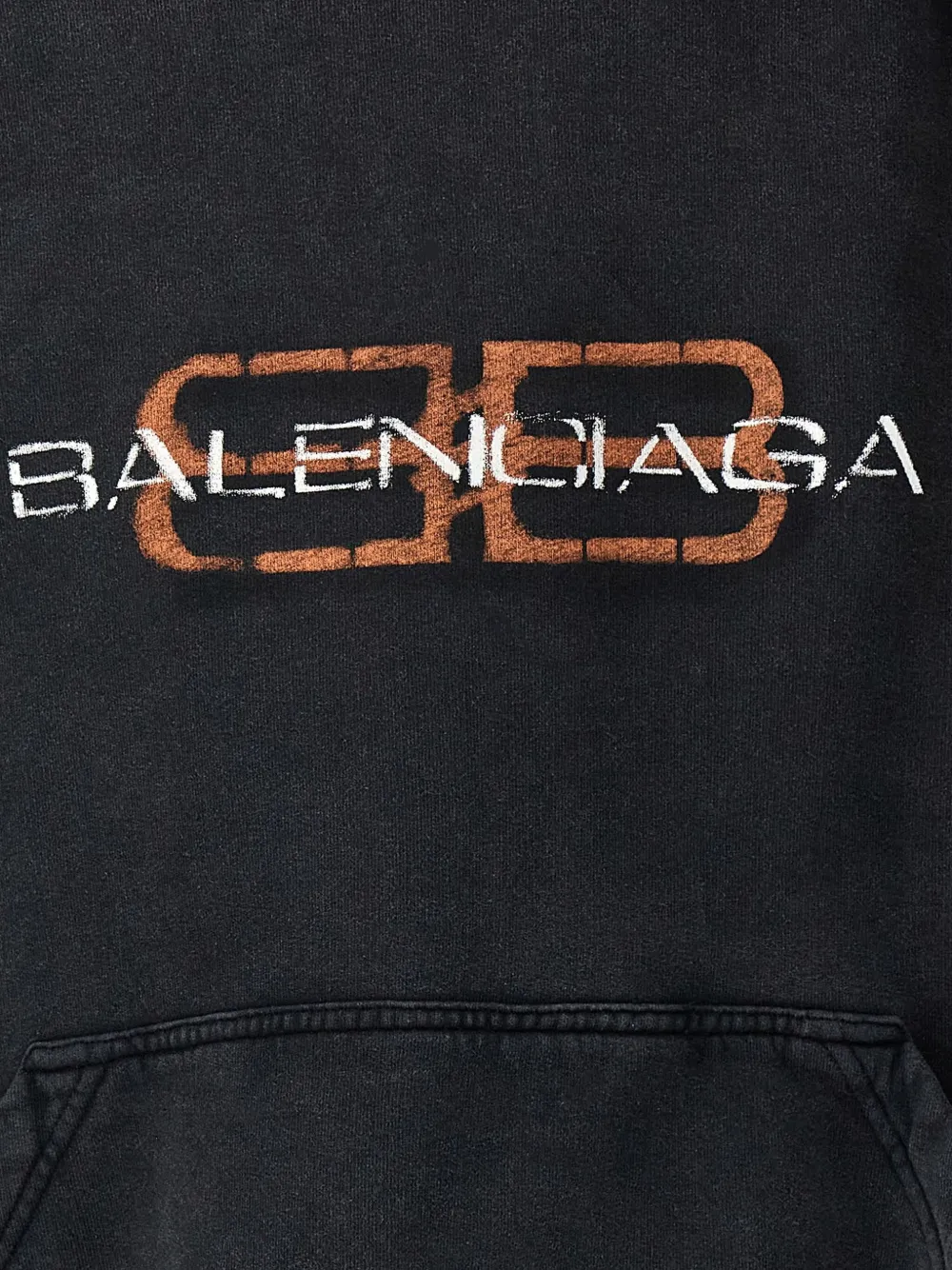 Balenciaga Hoodie met print aan de voorkant en kangoeroe zak Zwart