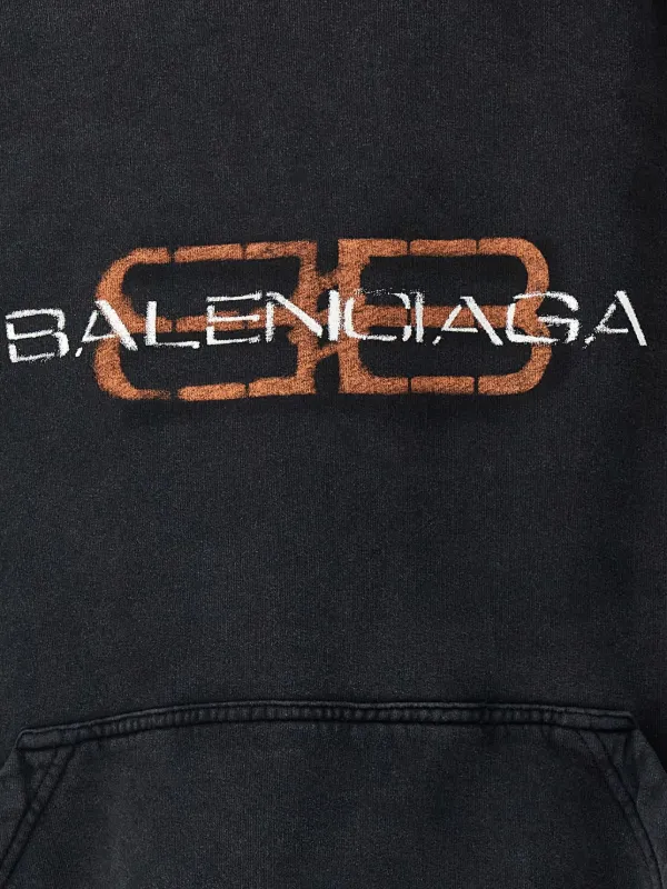 BALENCIAGA ロゴプリント パーカー BALENCIAGA - BALENCIAGA ロゴプリント プルオーバー パーカー の通販