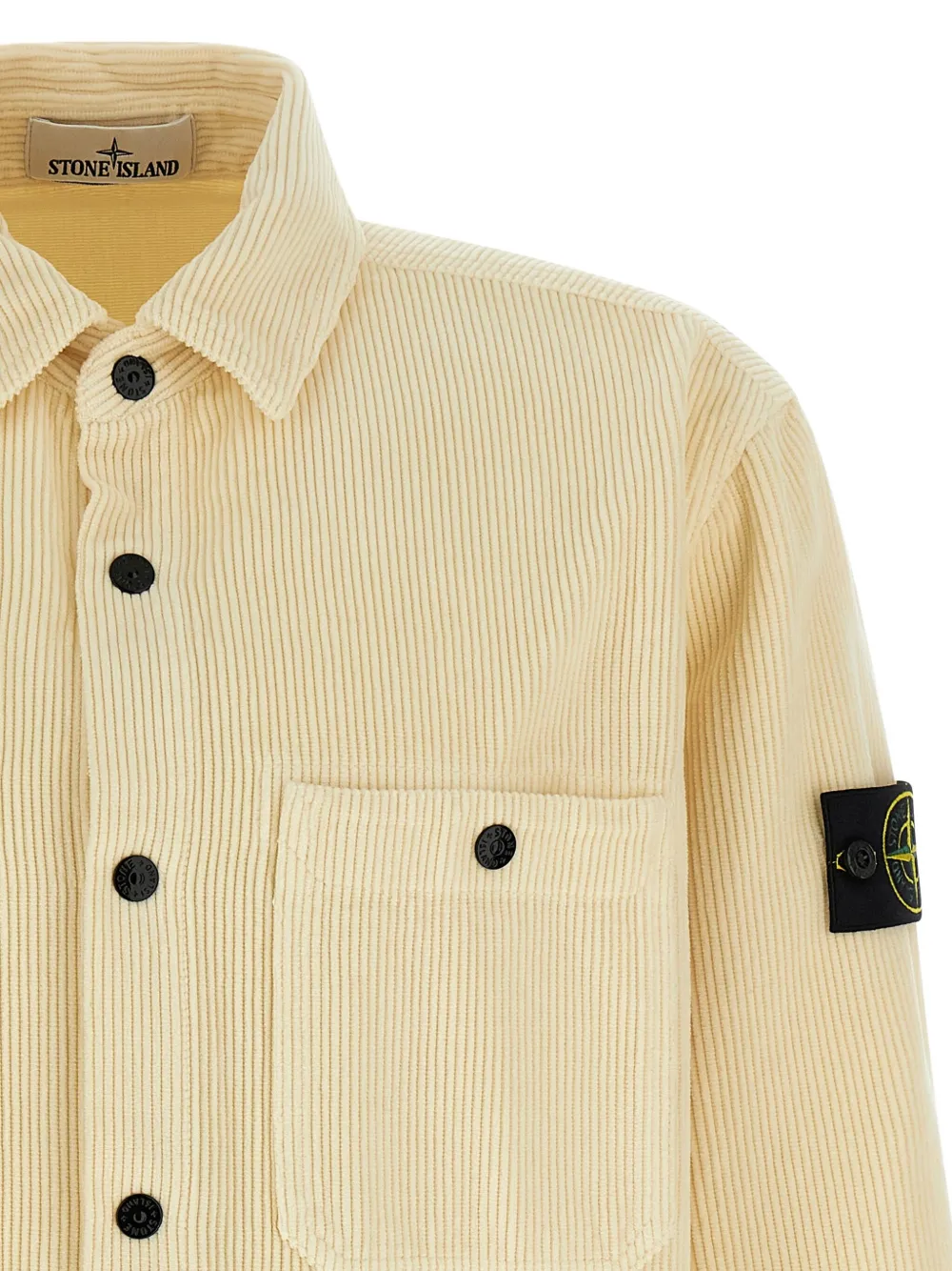 Stone Island Ribfluwelen overhemd met Compass-logopatch Beige