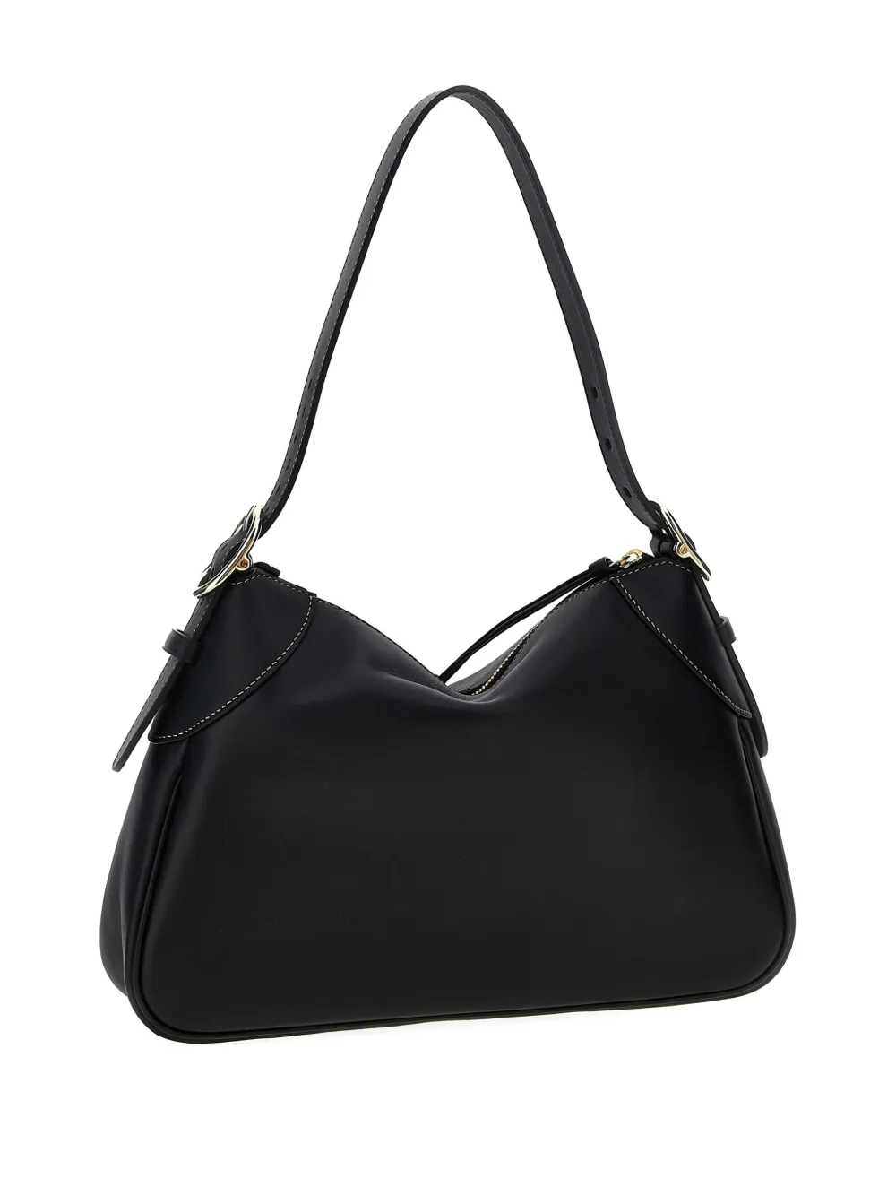 Gucci Leather Gg Emblem Structured Shoulder Bag In Black