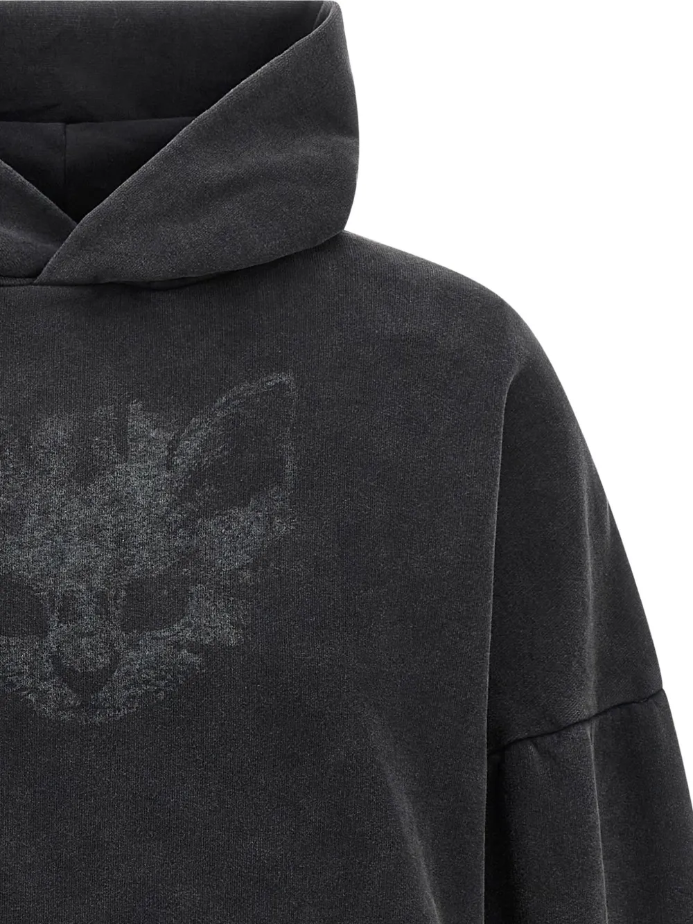 Balenciaga Hooded Cropped Sweatshirt Long Sleeves In Black