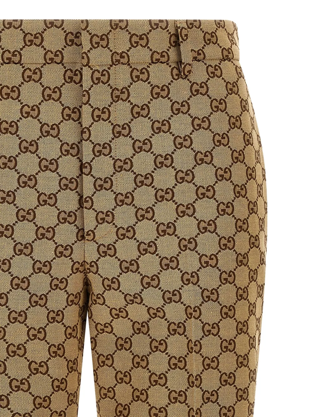 Gucci Gg-canvas Tailored Trousers In Brown