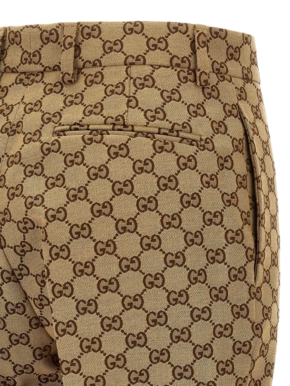 Gucci Gg-canvas Tailored Trousers In Brown